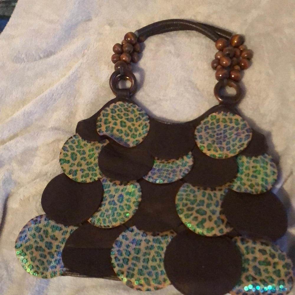 Brown and Sequin Handbag